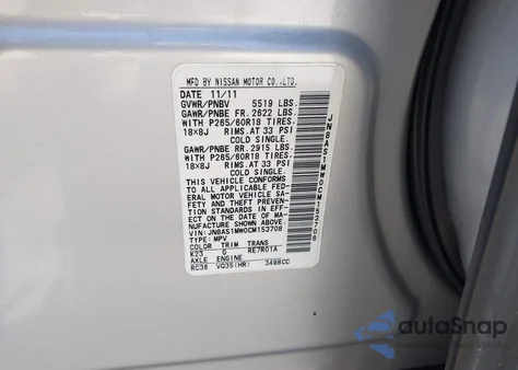 2012 Infiniti Fx35 from USA, damaged, VIN JN8AS1MW0CM153708